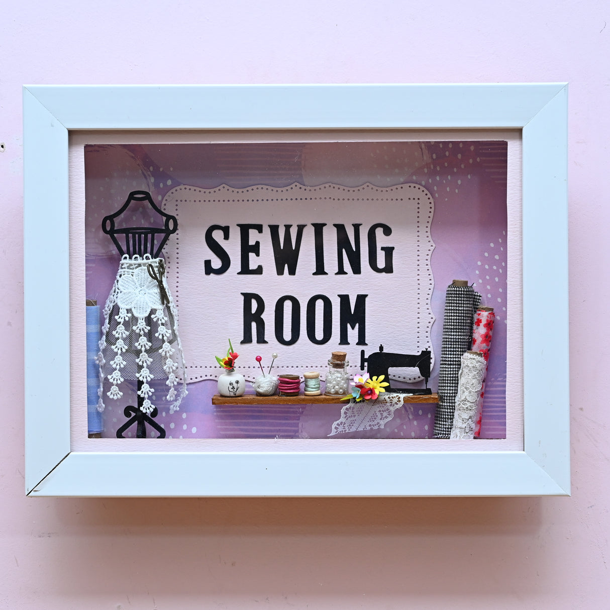 Dreamy Miniature Sewing Room Decorative Frame