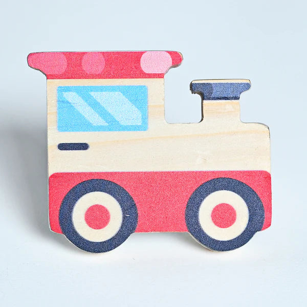 Pack of 5 Adorable Wooden Knobs ( Aeroplane, Ship, Red Car, Rocket , Train )