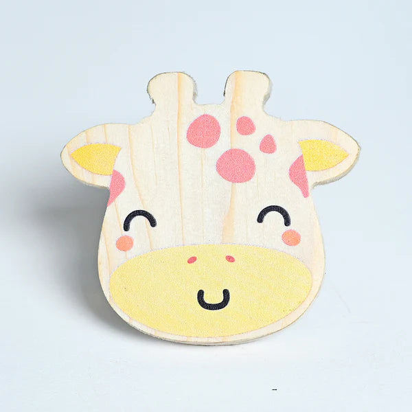 Pack of 5 Adorable Wooden Knobs (Bird, Giraffe, Dino, Duck, Panda )