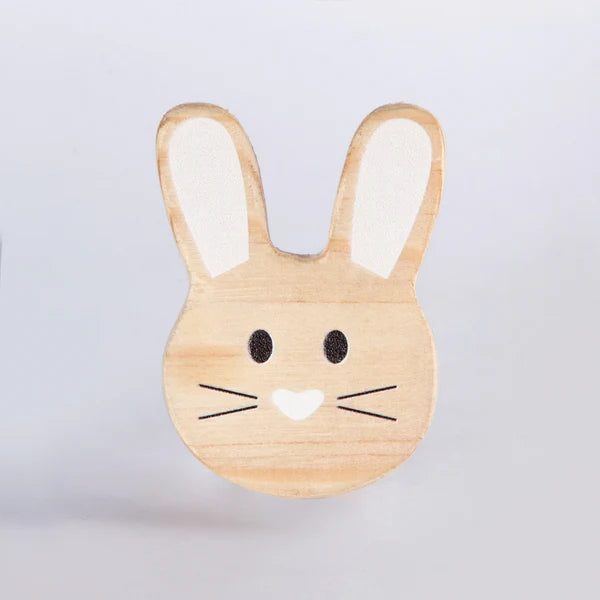 Pack of 5 Adorable Wooden Knobs (Rabbit face, Dog , Elephant Face, Teddy Bear, Butterfly )