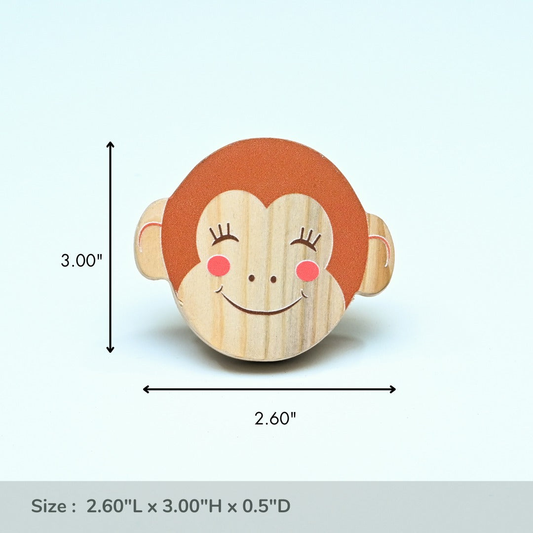 Monkey Face Wooden/ Drawer Knob– Handcrafted Kids Room Hardware | Pinch of Pretty