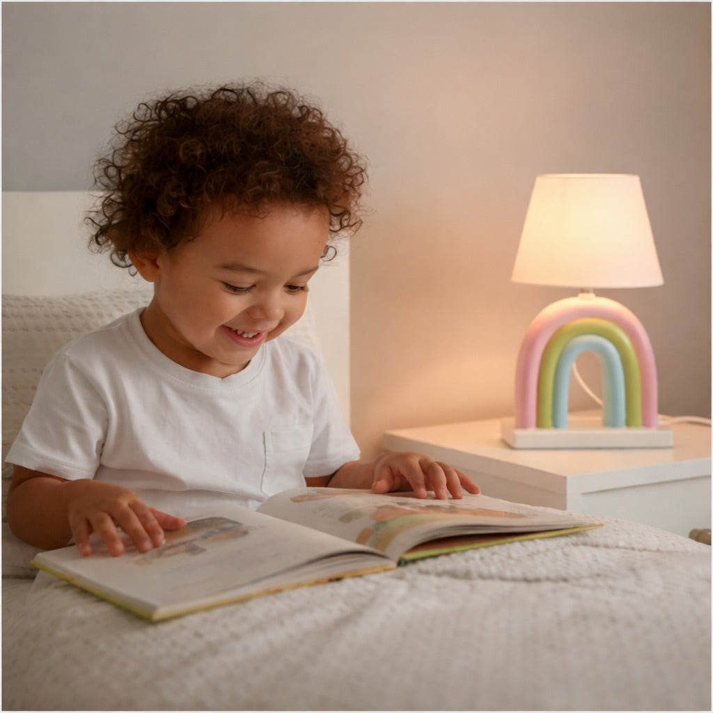 Rainbow Ceramic Table Lamp or Kids' Ceramic Rainbow Bedside Lamp | Pinch of Pretty