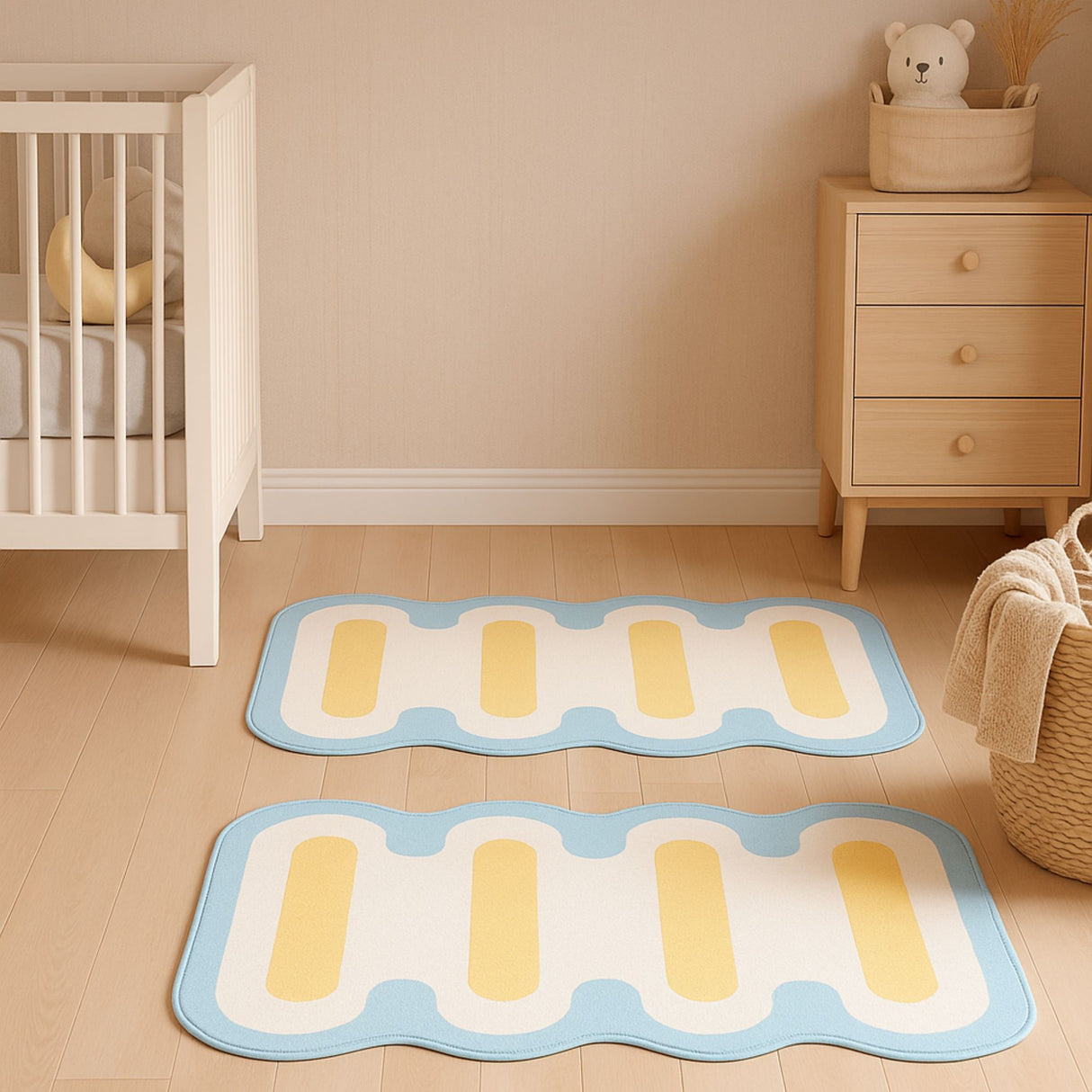 Groovy Wave Abstract Floor Mat / Rug – Handcrafted Retro Kids Room Decor | Pinch of Pretty