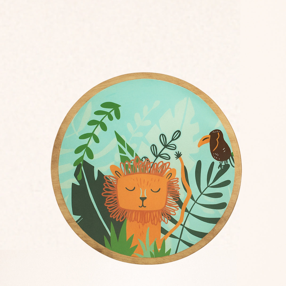 Sleepy Lion Jungle Wood Plate– Handcrafted Safari Kids Dinnerware | Pinch of Pretty