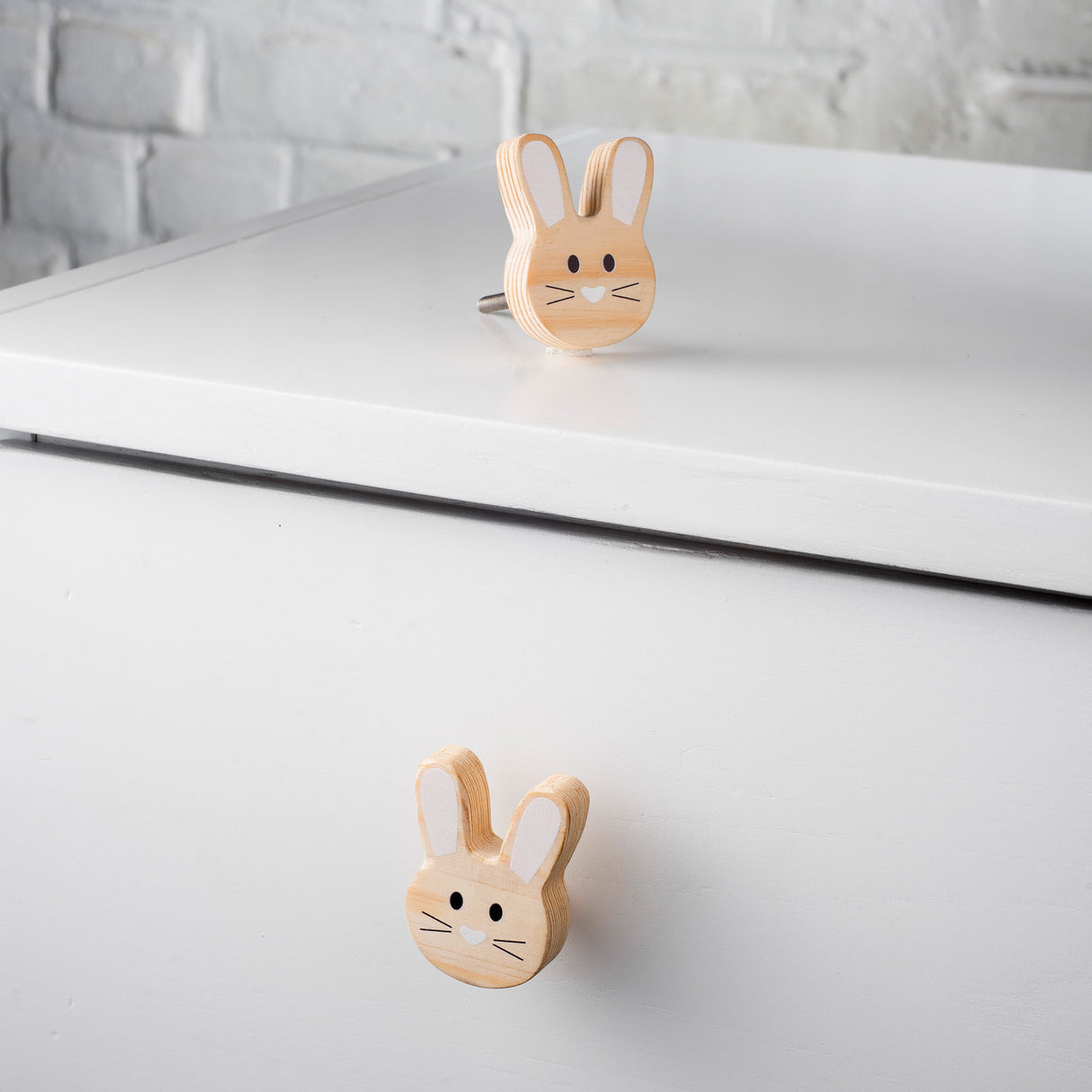 Rabbit face Wooden / Drawer Knob – Handcrafted Kids Room Hardware | Pinch of Pretty