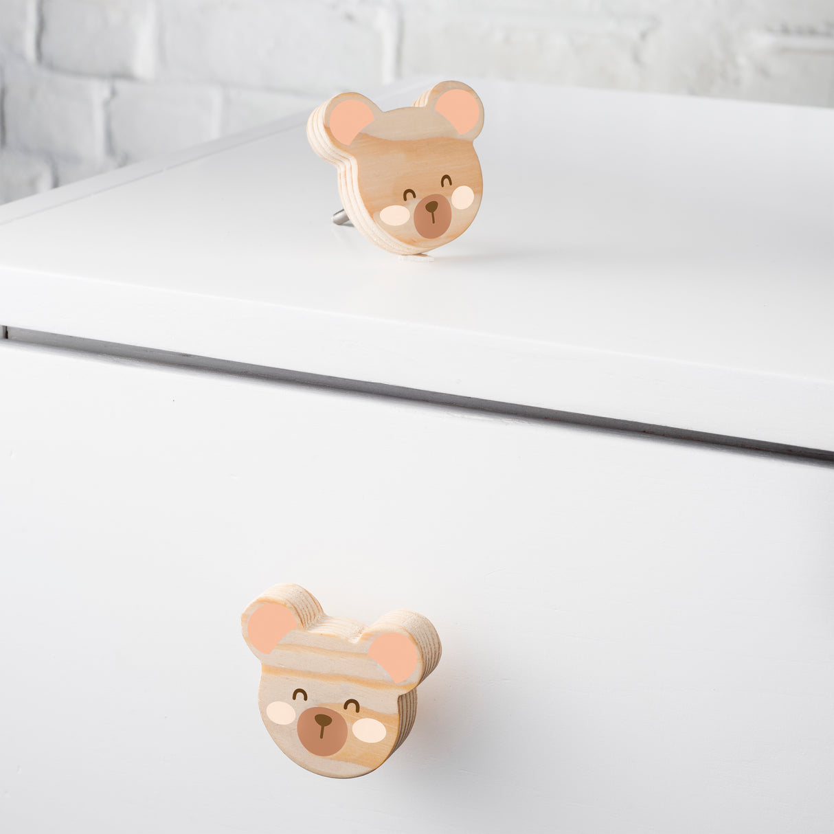 Teddy bear Wooden / Drawer Knob – Handcrafted Kids Room Hardware | Pinch of Pretty