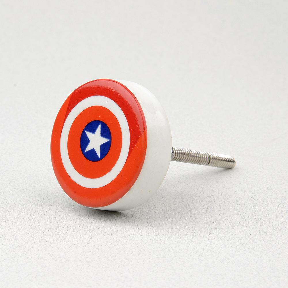 Captain America Ceramic Knob – Stylish Cupboard & Drawer Handle for Kids’ Room
