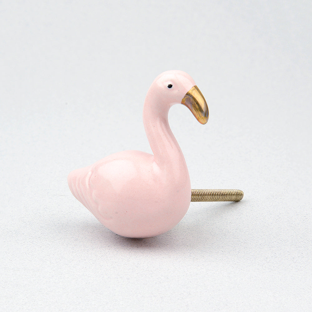 Pink Flamingo Ceramic Knob – Stylish Cupboard & Drawer Handle for Kids’ Room