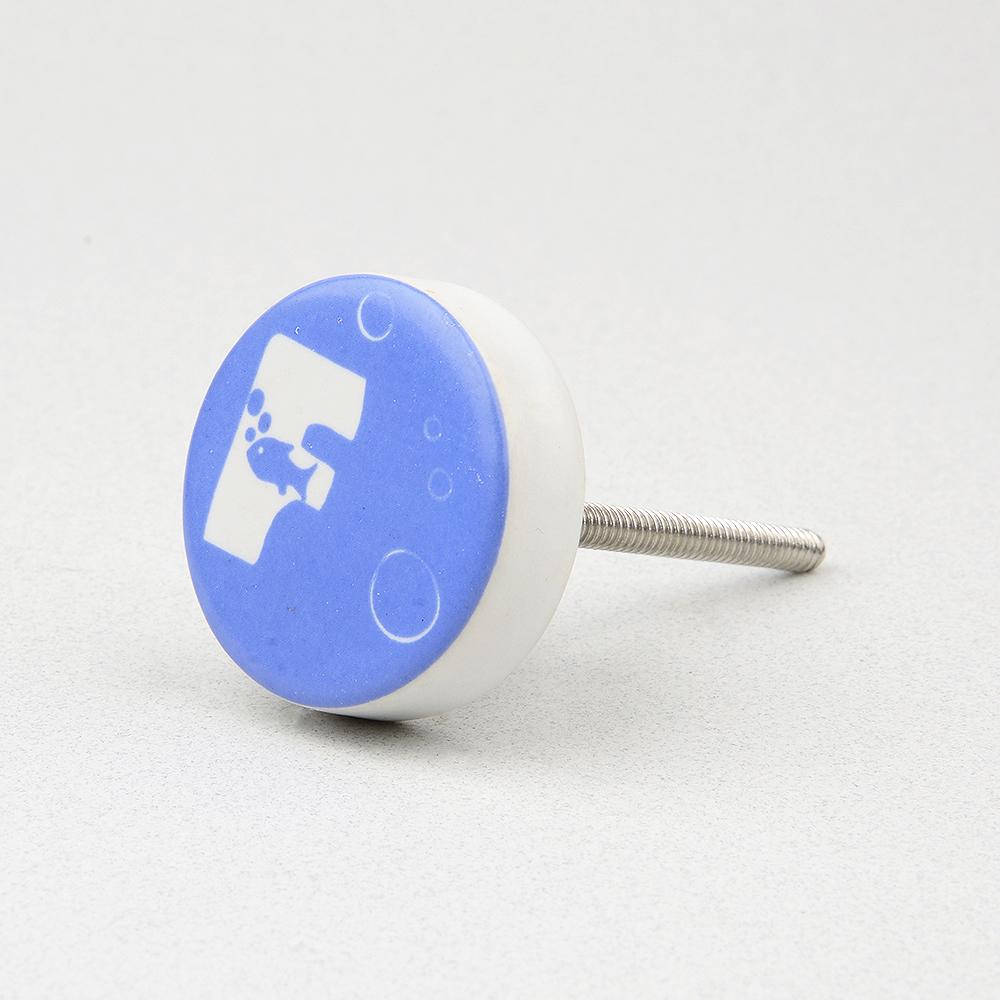 Blue Sea F Ceramic Knob – Stylish Cupboard & Drawer Handle for Kids’ Room
