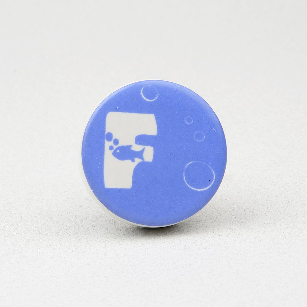 Blue Sea F Ceramic Knob – Stylish Cupboard & Drawer Handle for Kids’ Room