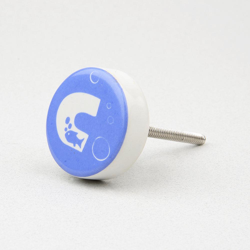 Blue Sea C Ceramic Knob – Stylish Cupboard & Drawer Handle for Kids’ Room