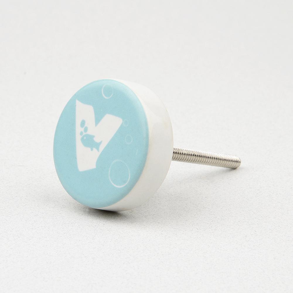 Green Sea V Ceramic Knob – Stylish Cupboard & Drawer Handle for Kids’ Room
