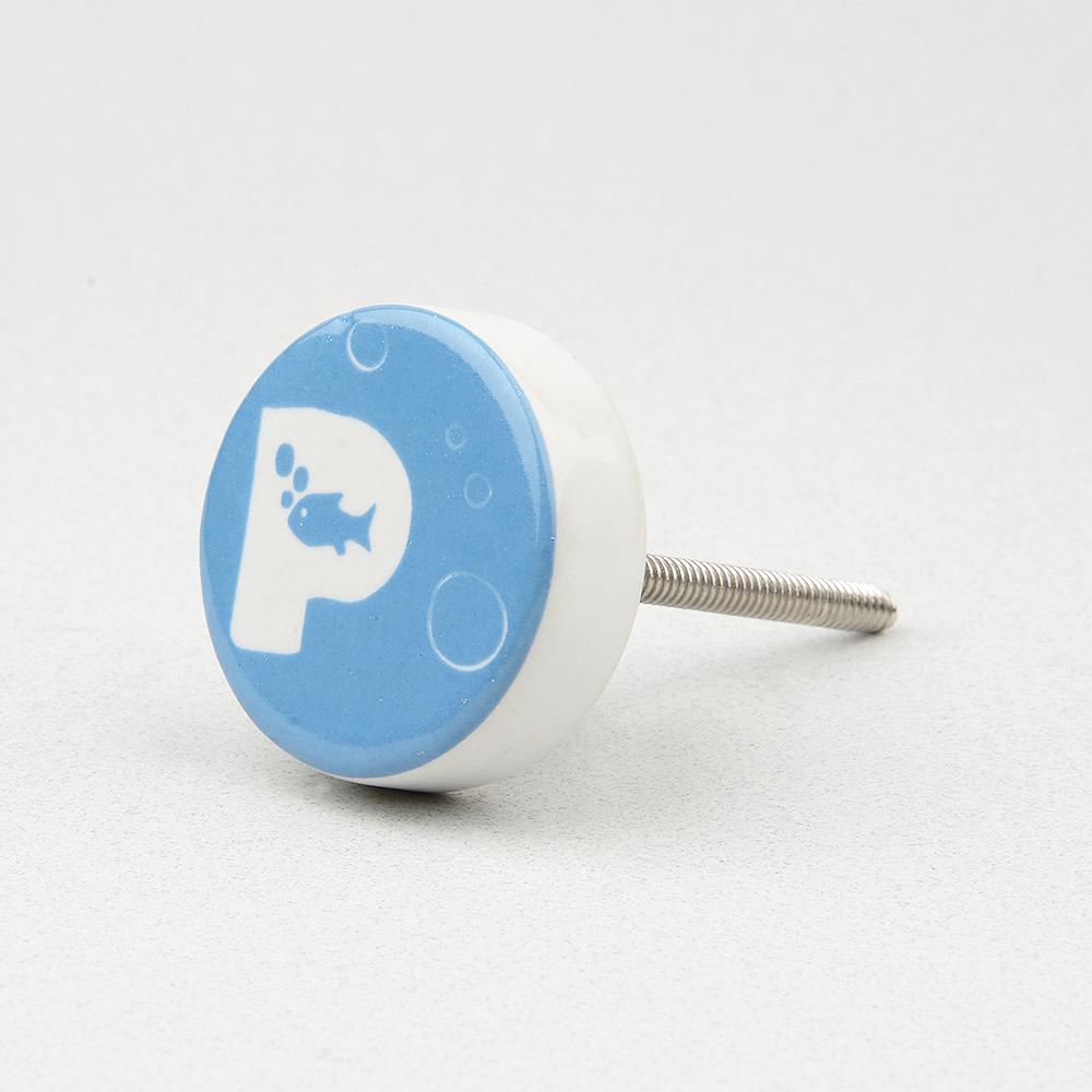 Deep Blue Sea P Ceramic Knob – Stylish Cupboard & Drawer Handle for Kids’ Room