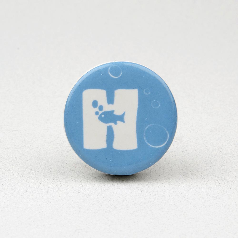 Deep Blue Sea H Ceramic Knob – Stylish Cupboard & Drawer Handle for Kids’ Room