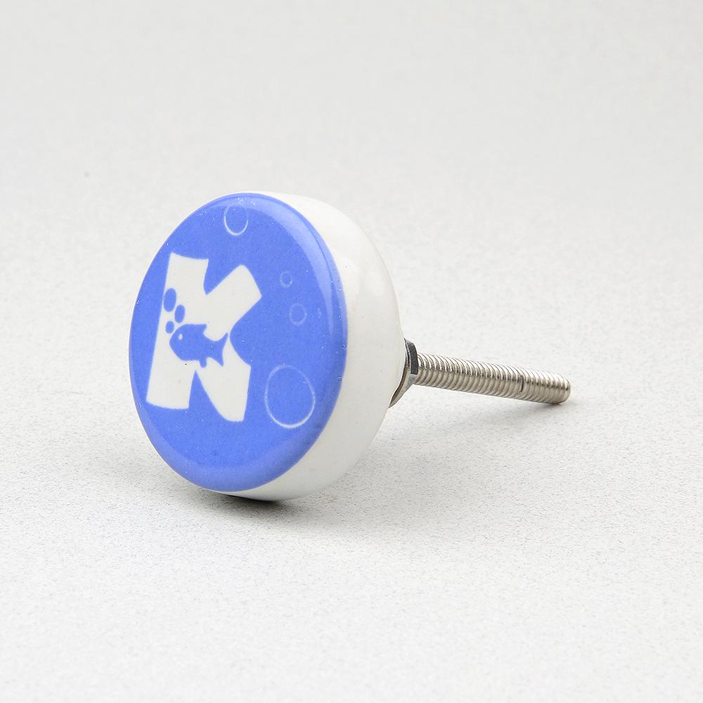 Blue Sea K Ceramic Knob – Stylish Cupboard & Drawer Handle for Kids’ Room