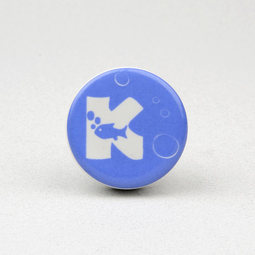 Blue Sea K Ceramic Knob – Stylish Cupboard & Drawer Handle for Kids’ Room