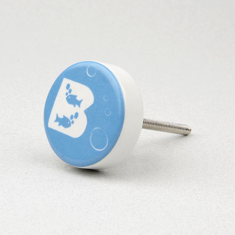 Deep Blue Sea B Ceramic Knob – Stylish Cupboard & Drawer Handle for Kids’ Room
