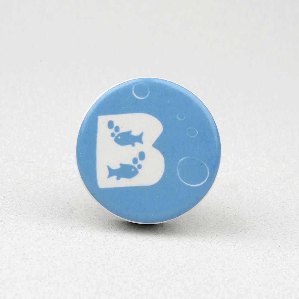 Deep Blue Sea B Ceramic Knob – Stylish Cupboard & Drawer Handle for Kids’ Room