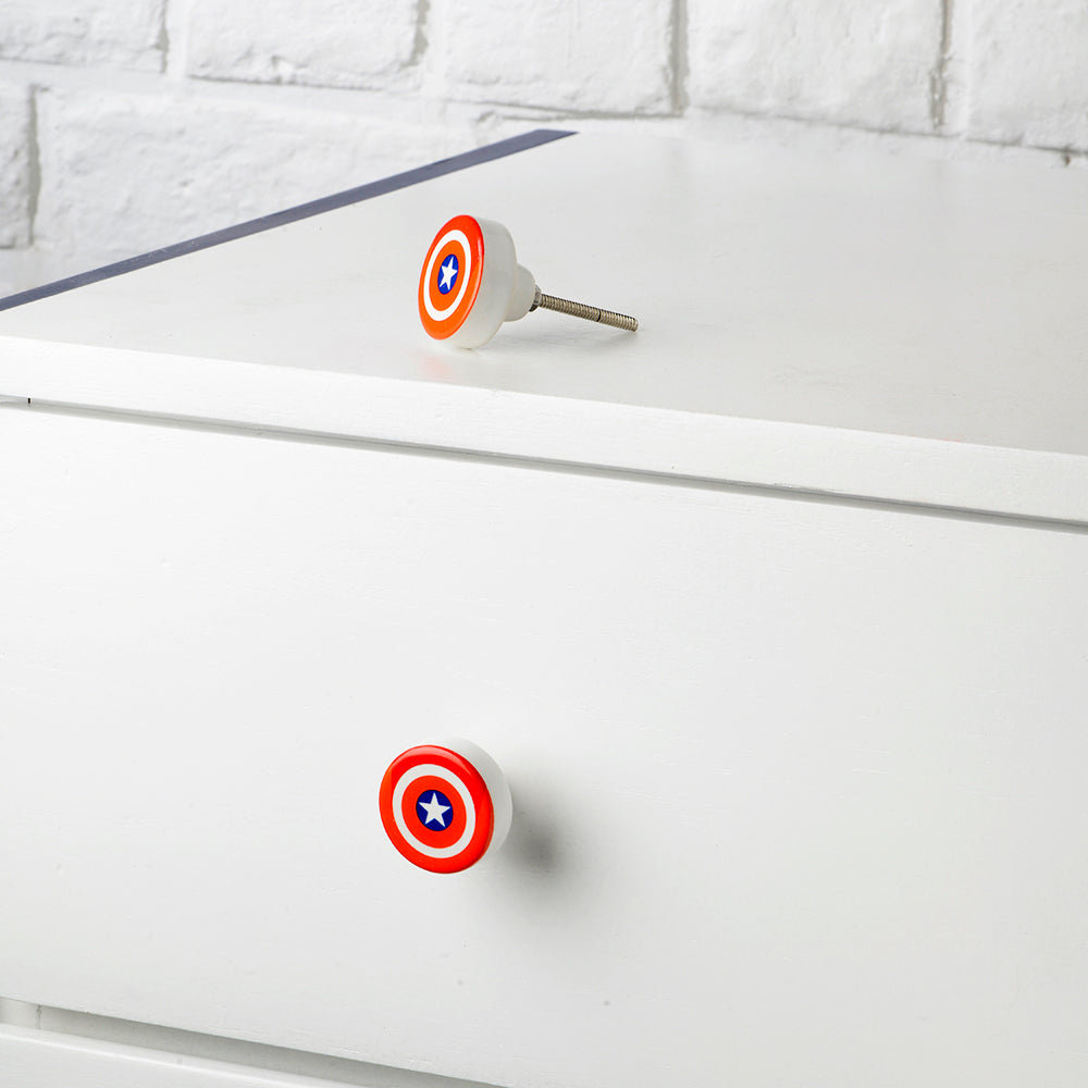 Captain America Ceramic Knob – Stylish Cupboard & Drawer Handle for Kids’ Room