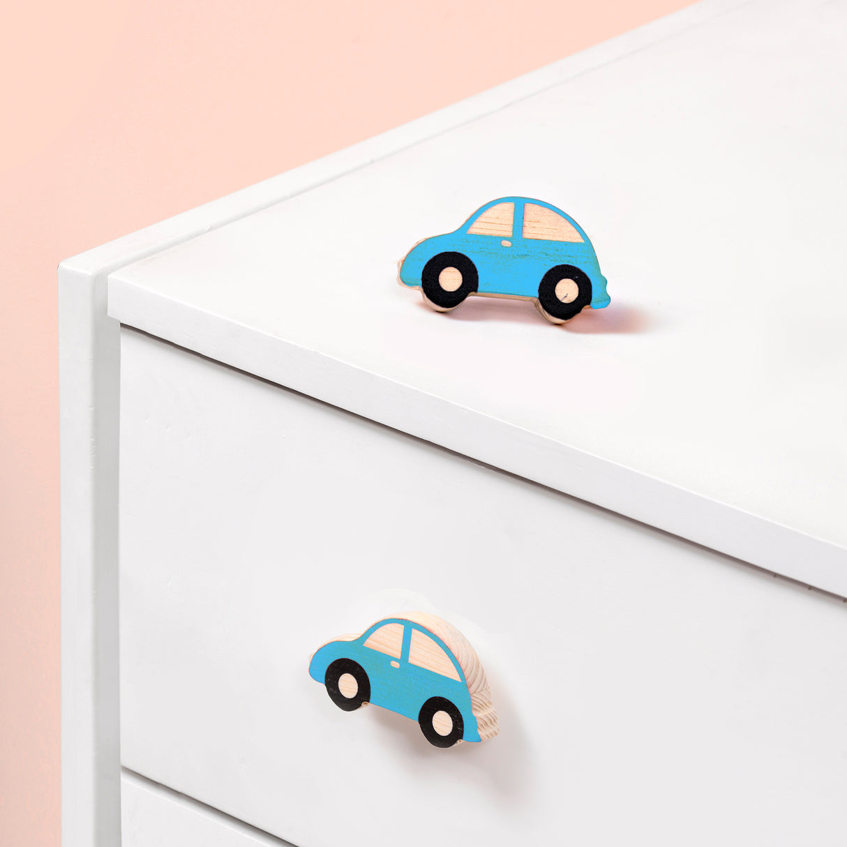 Blue Car Wooden / Drawer Knob – Handcrafted Kids Room Hardware | Pinch of Pretty