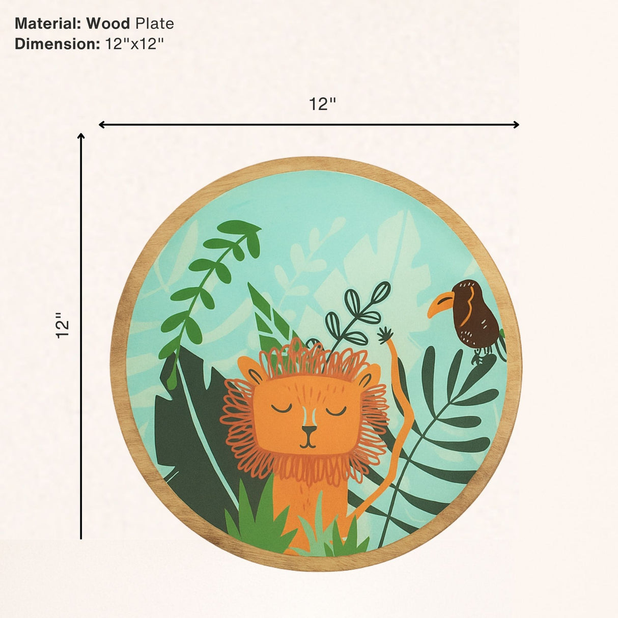 Sleepy Lion Jungle Wood Plate & Bowl Set – Handcrafted Safari Kids Dinnerware | Pinch of Pretty