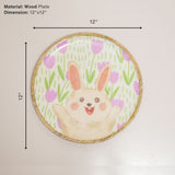 Happy Bunny Floral Wood Plate & Bowl Set – Handcrafted Pastel Easter Kids Dinnerware | Pinch of Pretty