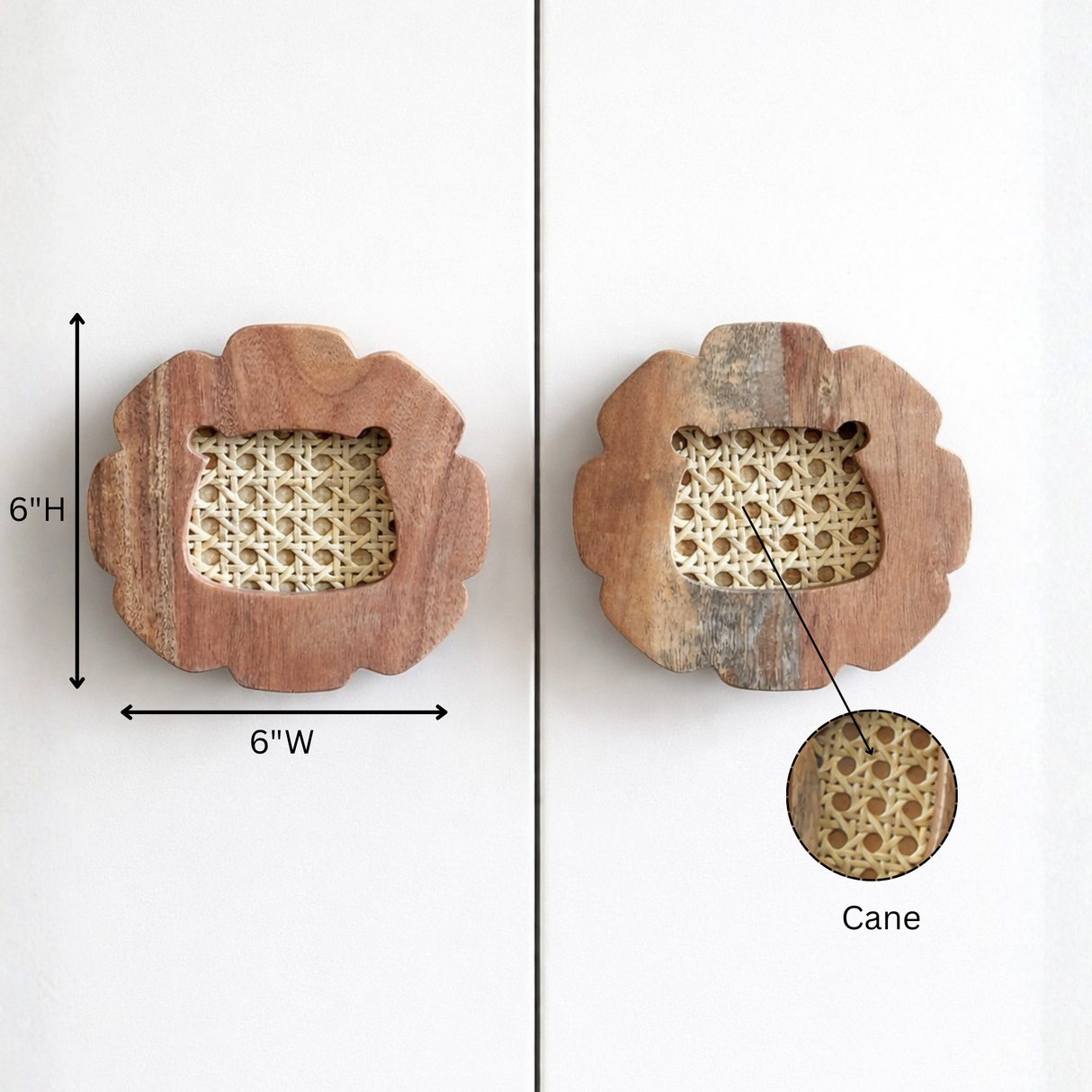 Lion Wood & Cane Cupboard Handles