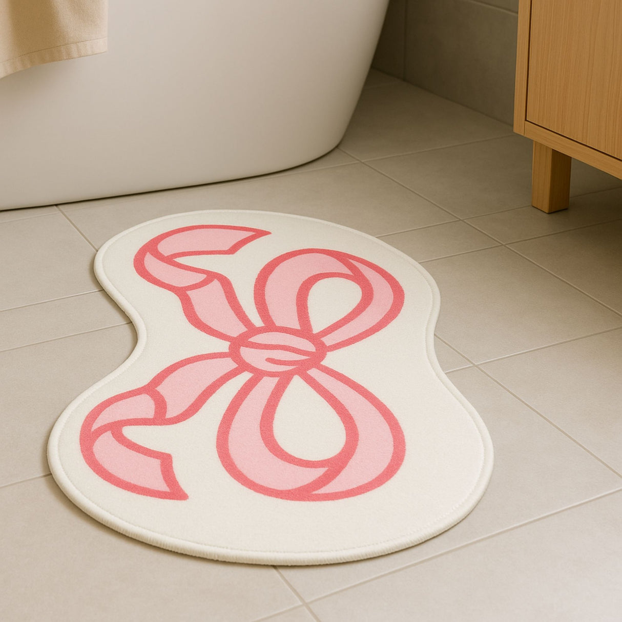 Pretty Bow Ribbon Abstract Floor Mat / Rug – Pastel Pink Kids Room Decor | Pinch of Pretty