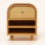 Mid-Century Cane & Oak Wood Nightstand | Pinch of Pretty