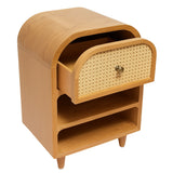 Mid-Century Cane & Oak Wood Nightstand | Pinch of Pretty