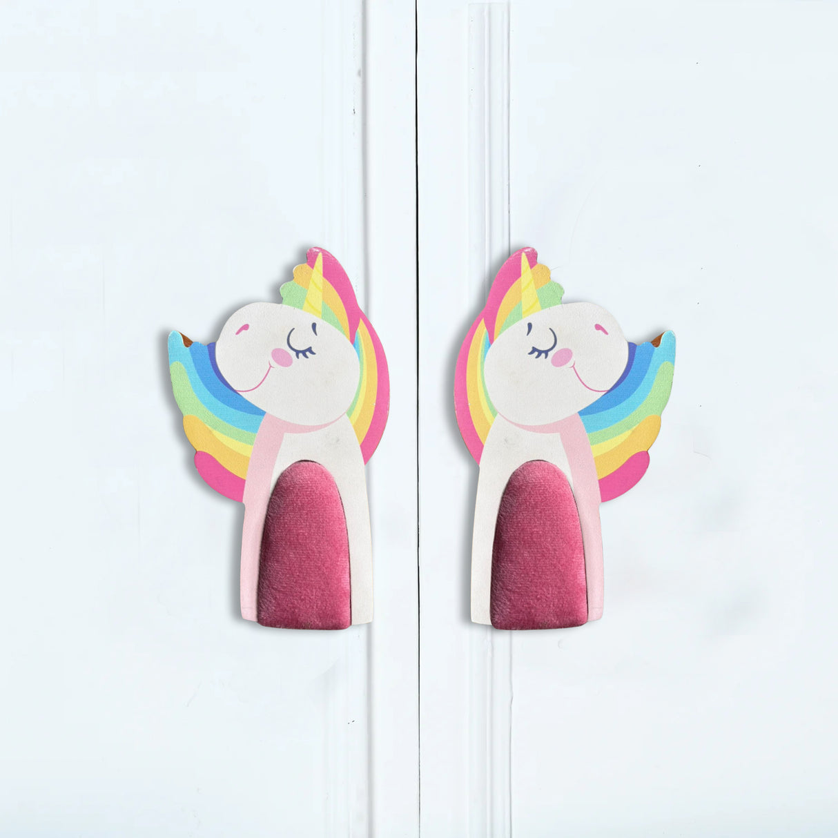 Rainbow Unicorn Cupboard Handles with Fabric