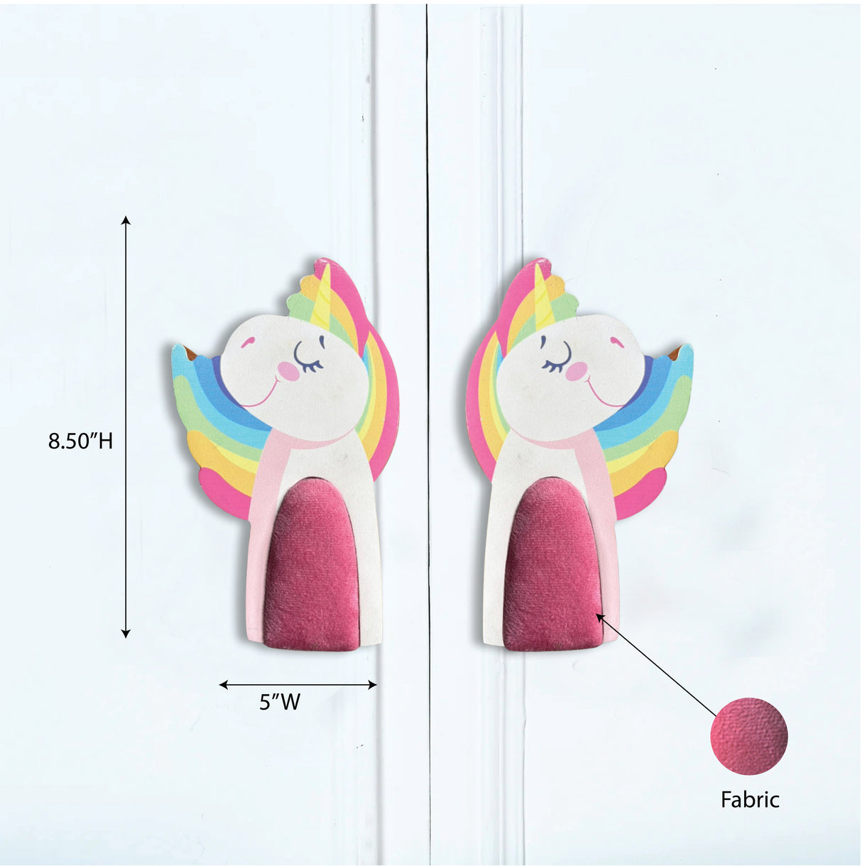 Rainbow Unicorn Cupboard Handles with Fabric