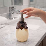 Brown Dino Egg Soap Dispenser – Handcrafted Polyresin Bathroom Accessory | Pinch of Pretty