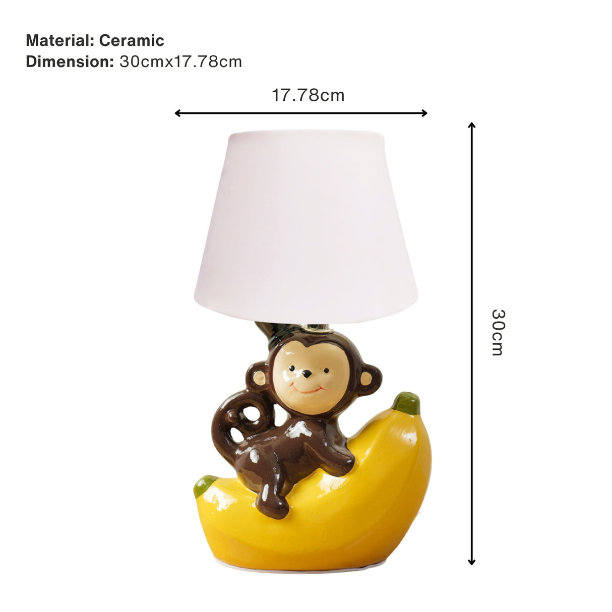 Playful Monkey & Banana Ceramic Table Lamp | Pinch of Pretty