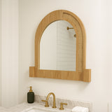 Arch Top Mirror with Cane and Shelf