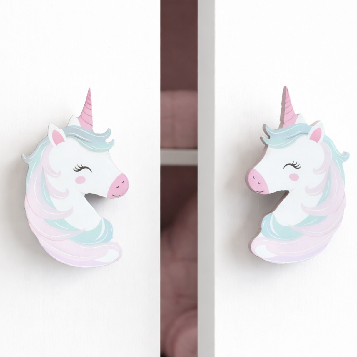 Magic Sparkle Unicorn Wooden Cupboard / Drawer Handles for Kids