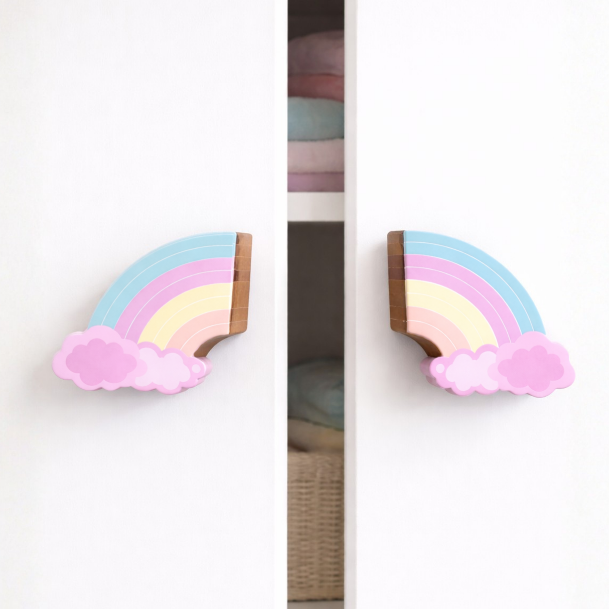 Enchanted Sky Rainbow Wooden Cupboard / Drawer Handles for Kids