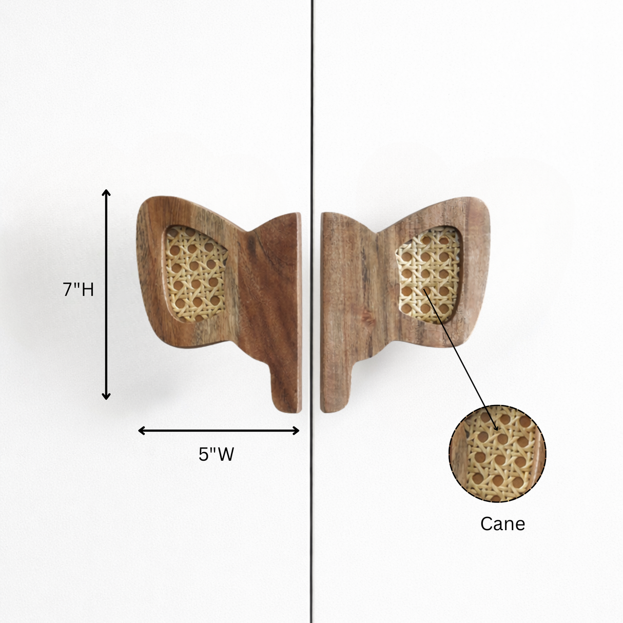 Elephant  Wood & Cane Cupboard Handles