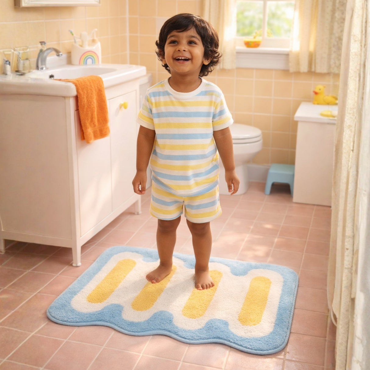 Groovy Wave Abstract Floor Mat / Rug – Handcrafted Retro Kids Room Decor | Pinch of Pretty