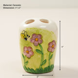 Green Flower & Bee Ceramic Bathroom Set | Pinch of Pretty