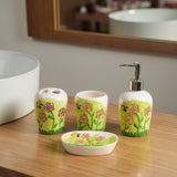 Green Flower & Bee Ceramic Bathroom Set | Pinch of Pretty