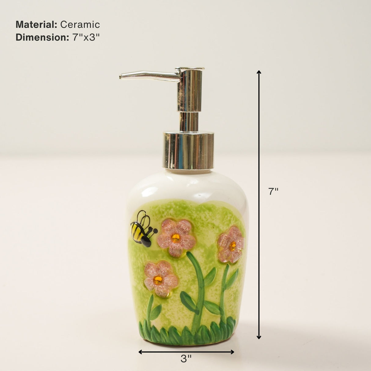 Green Flower & Bee Ceramic Bathroom Set | Pinch of Pretty