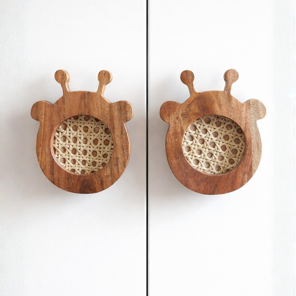 Giraffe Wood & Cane Cupboard Handles