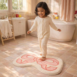 Pretty Bow Ribbon Abstract Floor Mat / Rug – Pastel Pink Kids Room Decor | Pinch of Pretty