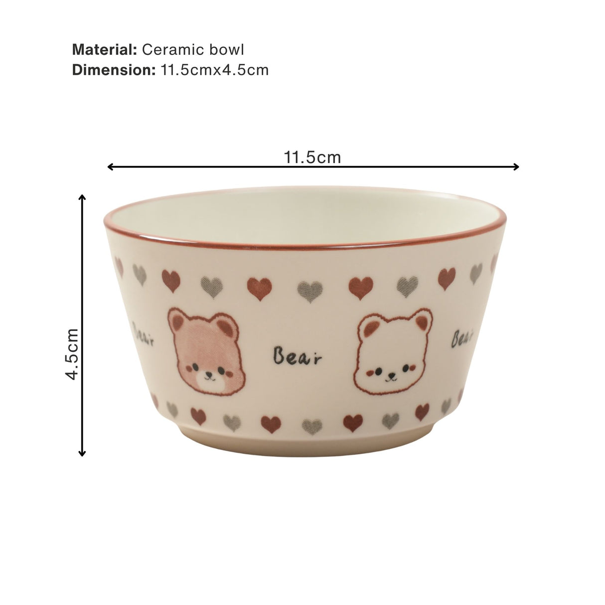 Set of 2 Twin Bear Heart Ceramic Bowl / Dessert Dish – Handcrafted Lovely Kids Tableware | Pinch of Pretty