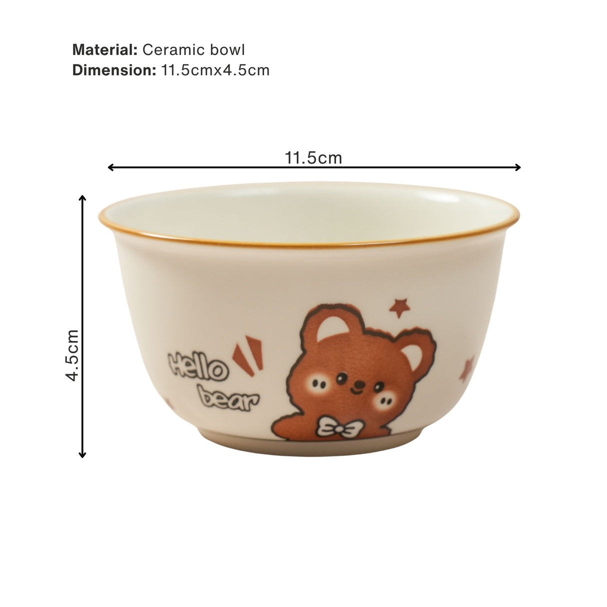 Set of 2 Bear Ceramic Snack Bowl / Dessert Dish – Handcrafted Lovely Kids Tableware | Pinch of Pretty