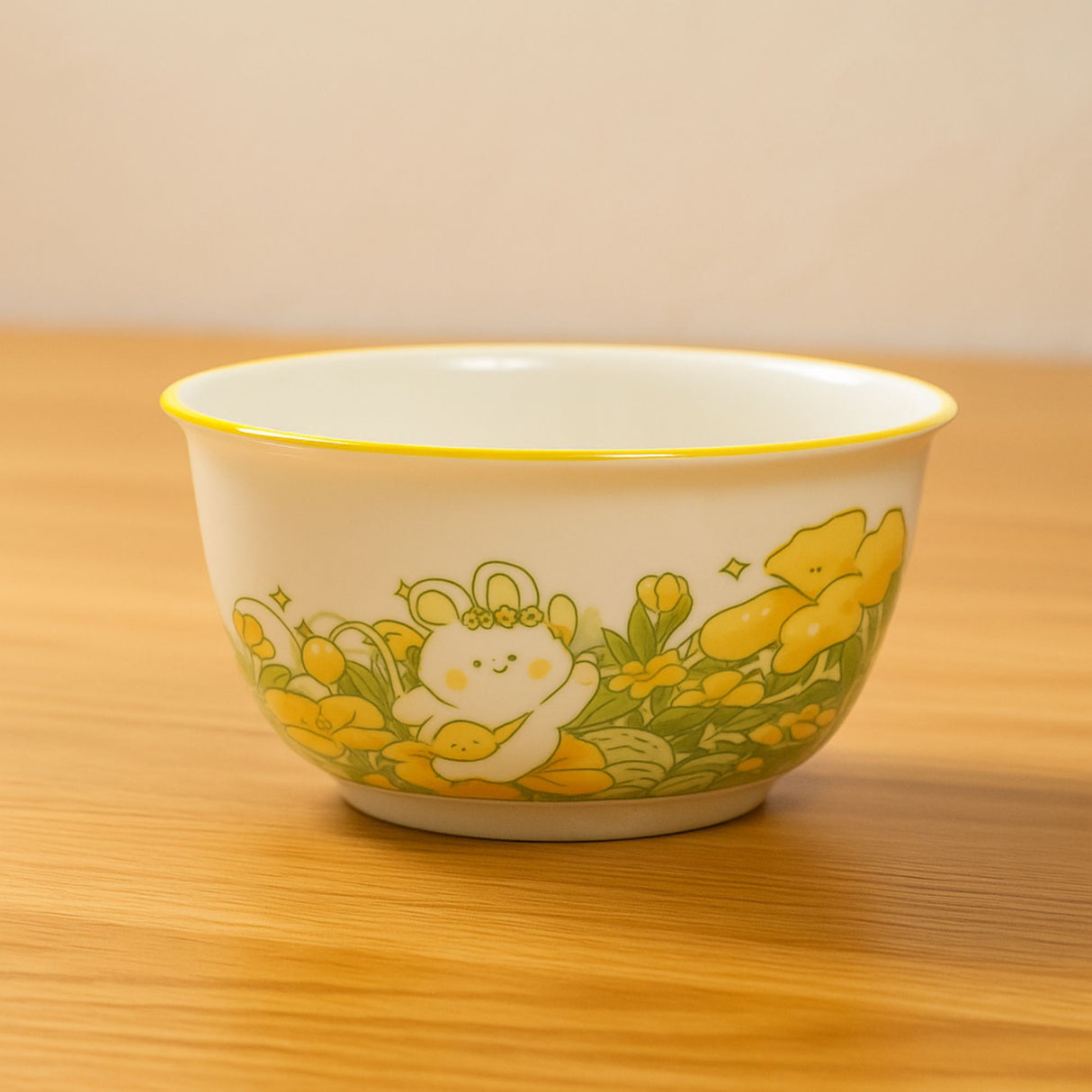 Set of 2 Bunny Floral Ceramic Snack Bowl / Dessert Dish – Handcrafted Lovely Kids Tableware| Pinch of Pretty