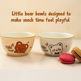 Set of 2 Bear Ceramic Snack Bowl / Dessert Dish – Handcrafted Lovely Kids Tableware | Pinch of Pretty