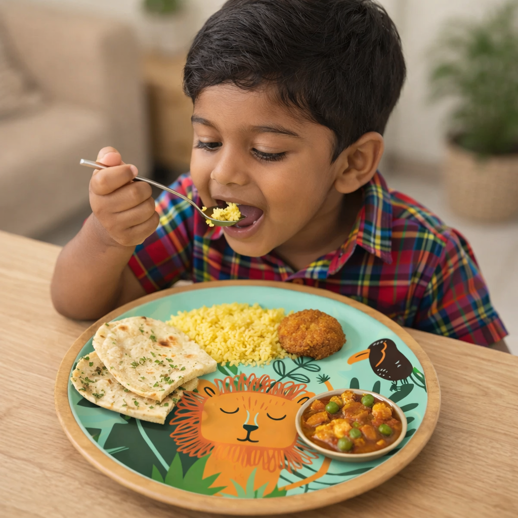 Sleepy Lion Jungle Wood  Plate– Handcrafted Safari Kids Dinnerware | Pinch of Pretty