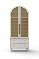 Cane Arch Wardrobe with Drawers